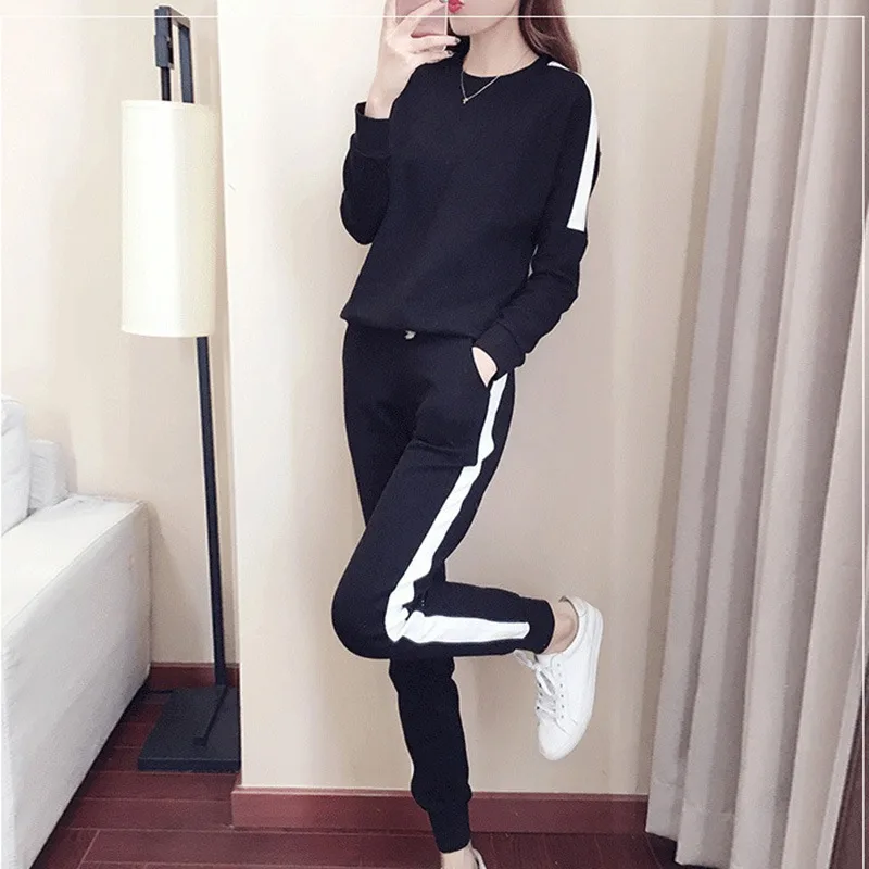 Autumn Loose Women Tracksuits Women Long Sleeve Sweatshirt + Ankle-Length Pants 2PCS/Set