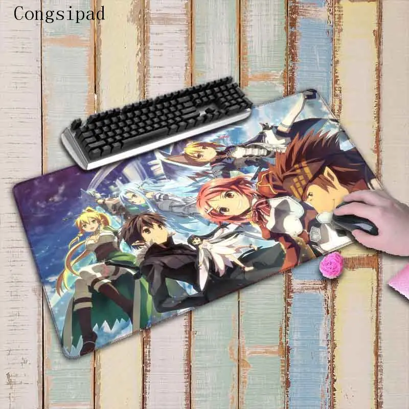  Congsipad Anime sword art online Large Gaming Mouse Pad Lockedge Mat Laptop Computer Keyboard Pad D
