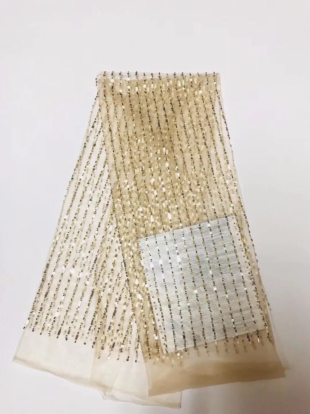 

Latest African Sequin Lace Fabric 5Yards Latest Nigerian Sequence Tulle French Mesh Net Lace Fabric For Bridal YZ8893