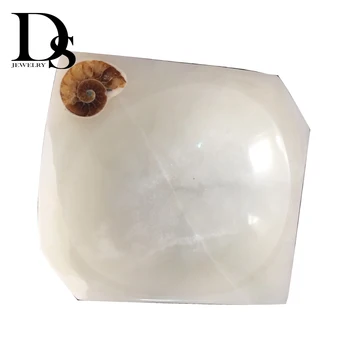 

White Jade Ashtray Ammonite Fossils Natural Crystal Quartz Stone Tobacco Jar Minerals Specimen Morocco Ashtray For Smokers