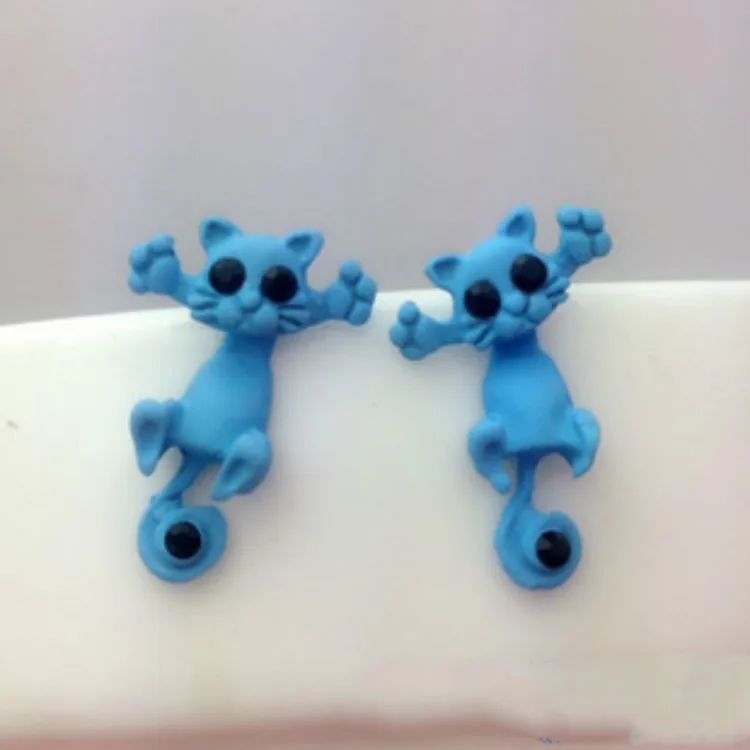 

1PCS 2016 Multiple Color Fashion 20 styles 3D Animals Cute Kitten dog spider Ear Jewelry Fine Cat Stud Earrings For Women Gifts