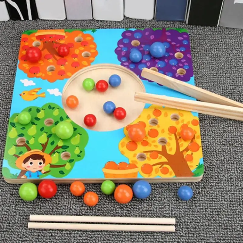  Color Cognition Attention Training Clip Ball Wooden Teaching Aids Board Environmental Protection Sm - 4000016720955
