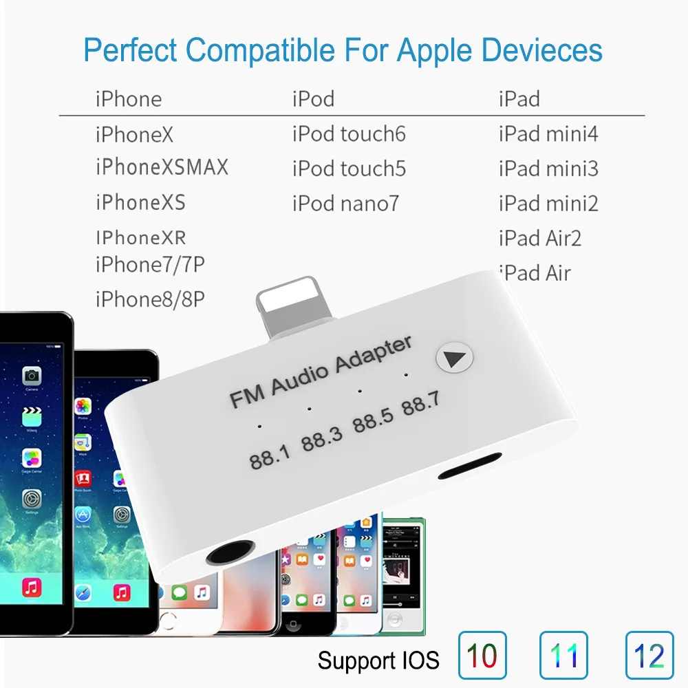 THT 015 3 in 1 Lightning Adapter Transmitter Kit with 3 5mm Headphone Aux Jack Adapter for iPhone X 8Plus 6 6S 6P 7P 7 ipad