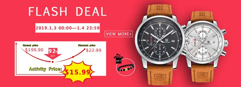 2018 BENYAR Watches Men Luxury Brand Quartz Watch Fashion Chronograph Watch Reloj Hombre Sport Clock Male hour relogio Masculino -