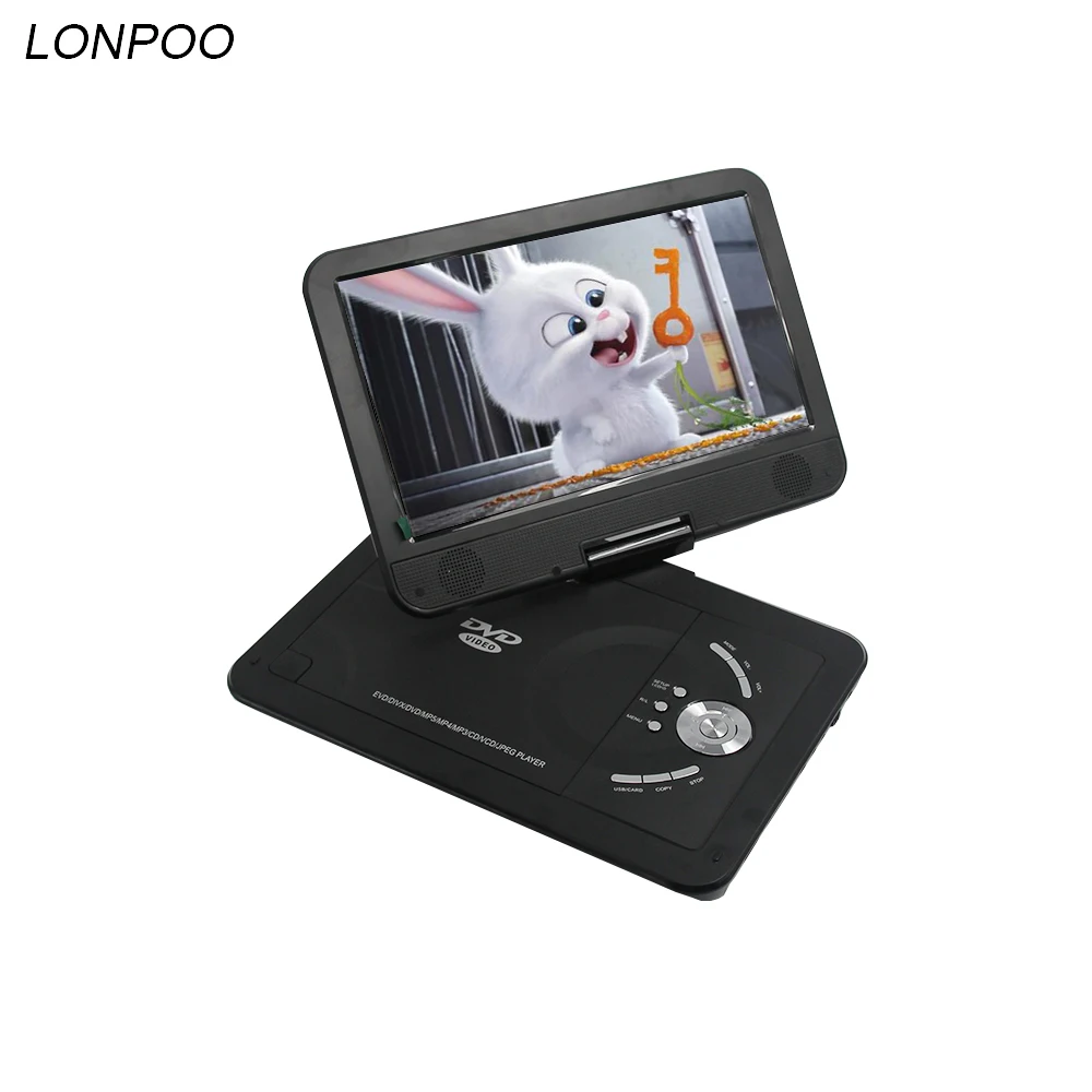 LONPOO Portable DVD Player RCA Car Charger Portable 10.1 Inch Swivel