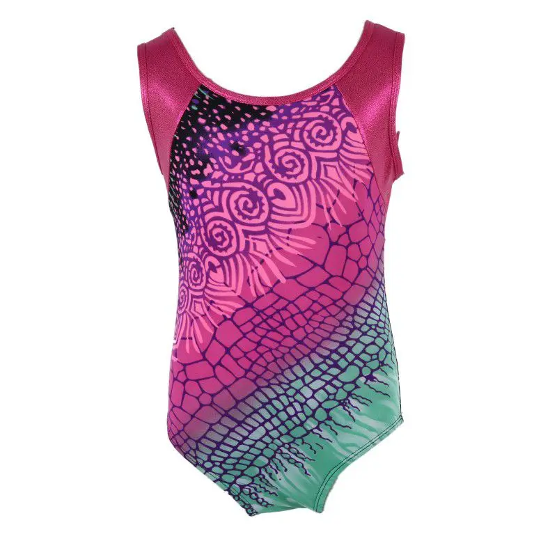 

Sleeveless Print Pattern Random Cut Body Suit Ballet Gymnastics Dance Open Back Practice Clothes