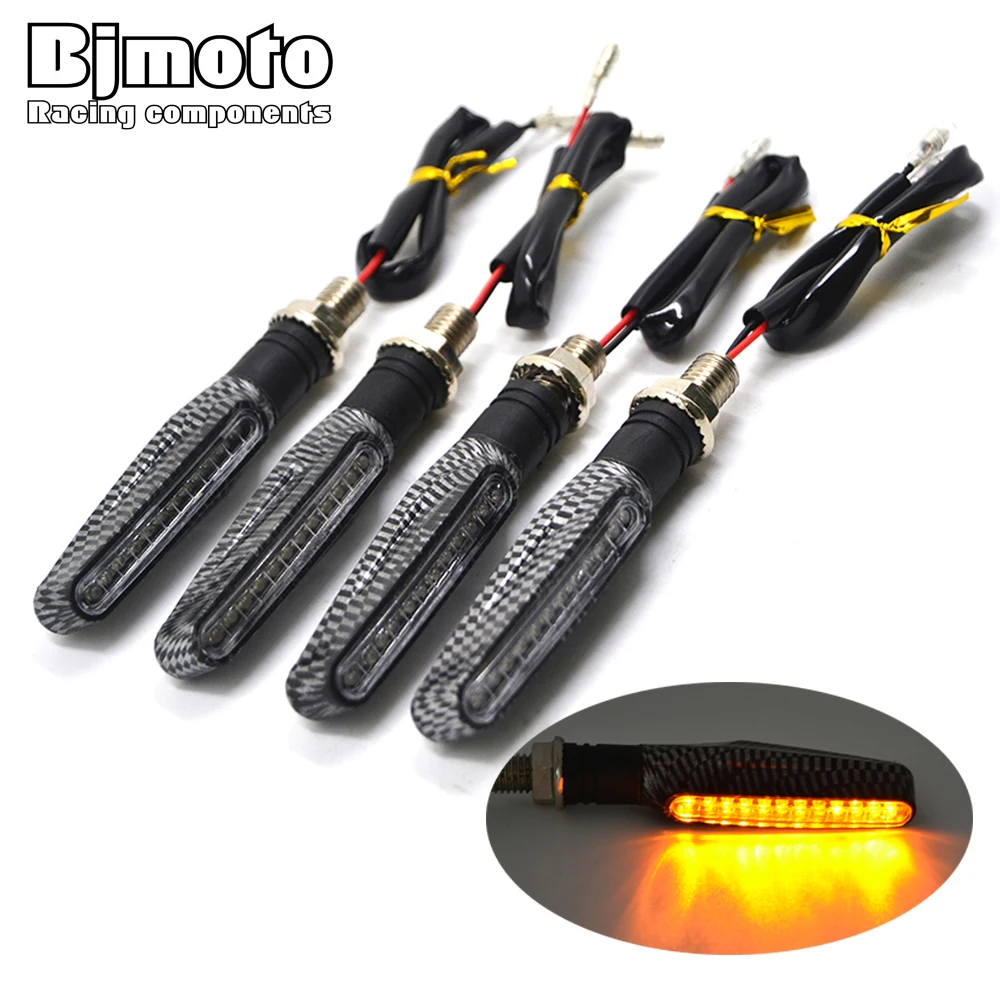 

4 PCS Motorcycle LED Turn Signal Light Indicators Amber Blinker 12V Universal Motorbike Lamp Flasher Easy to Install