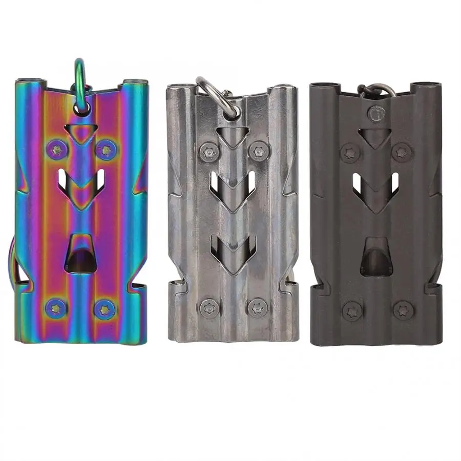 

Outdoor Hunting Lure Decoy Pigeon Stainless Steel Key Ring Whistle Three Tube Lifesaving Whistle Emergency Survival Gear