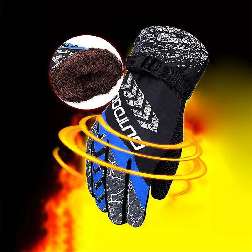 Ski Cycling Gloves Warm Waterproof Gloves Skiing Snow Warm Mitten Full Finger Antislip Thermal Winter non-slip gloves #2N16   (4)