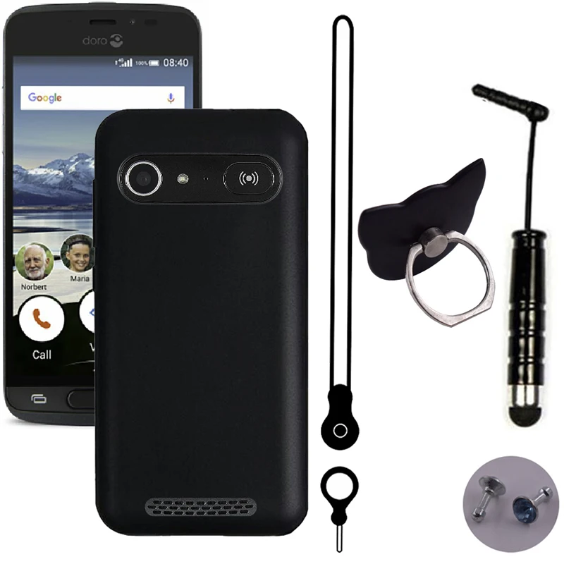 

iTien Protective Cover Case For Doro Liberto 8040 8042 5 inch Lanyard Ring Pen TPU Silicone Shell Etui Skin