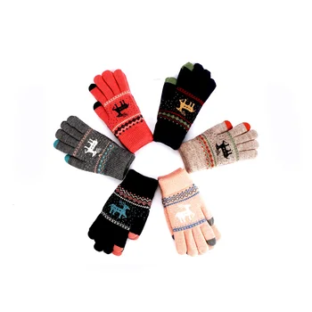 

Cute Cartoon Deer Knitted Warm Gloves Girl Women Autumn Winter Female Fashion Faux Wool Knit Full Finger Mittens Gloves
