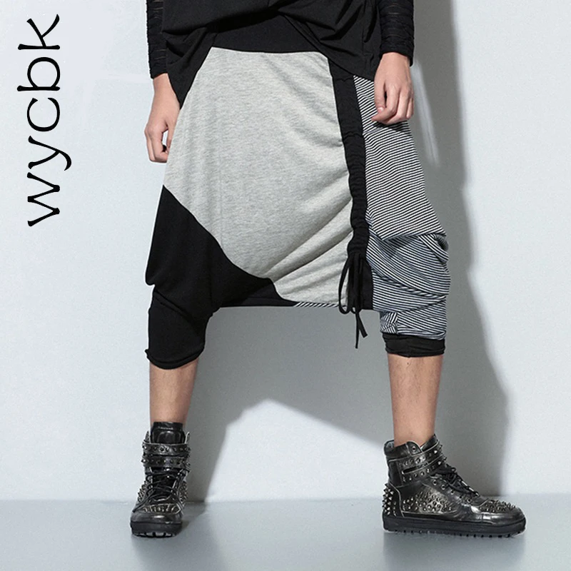 wycbk 2018 Fashion Elastic Waist Drop Crotch Harem Pants Men Pants Hip