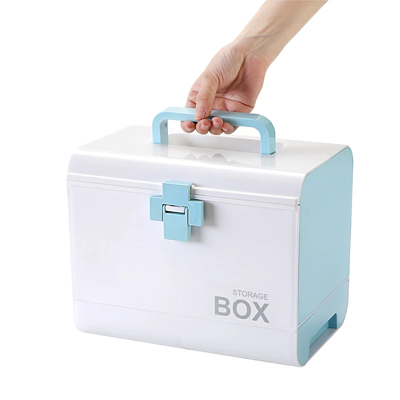 

Medicine Box First Aid Kit Box Plastic Container Emergency Kit Double-layer With Drawer Large Capacity Drug Storage Organizer