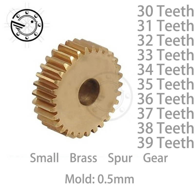 

10pcs/lot 0.5M 30 31 32 33 34 35 36 37 38 39 Teeth Small Brass Spur Gear CNC lathe machining parts