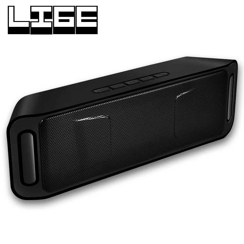 LIGE портативный Bluetooth динамик Портативный беспроводной громкий динамик звуковая система 10 Вт стерео музыка объемный водонепроницаемый открытый динамик - Цвет: Black