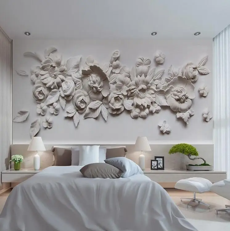 3D стереоскопический Gesso рельефная Цветочная бумага Настенная роспись для