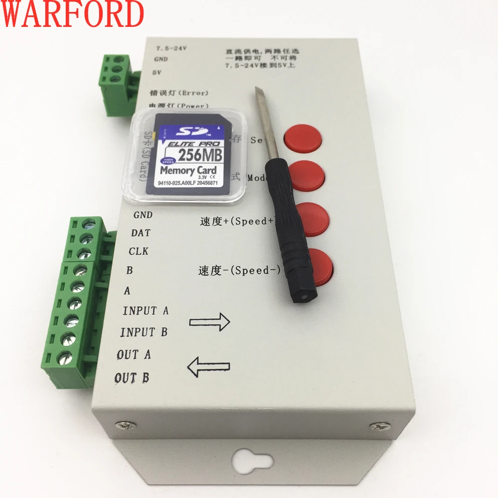 T1000S SD карты WS2801 WS2811 WS2812B LPD6803 светодиодный 2048 контроллер пикселей DC5 ~ 24 V T 1000S RGB