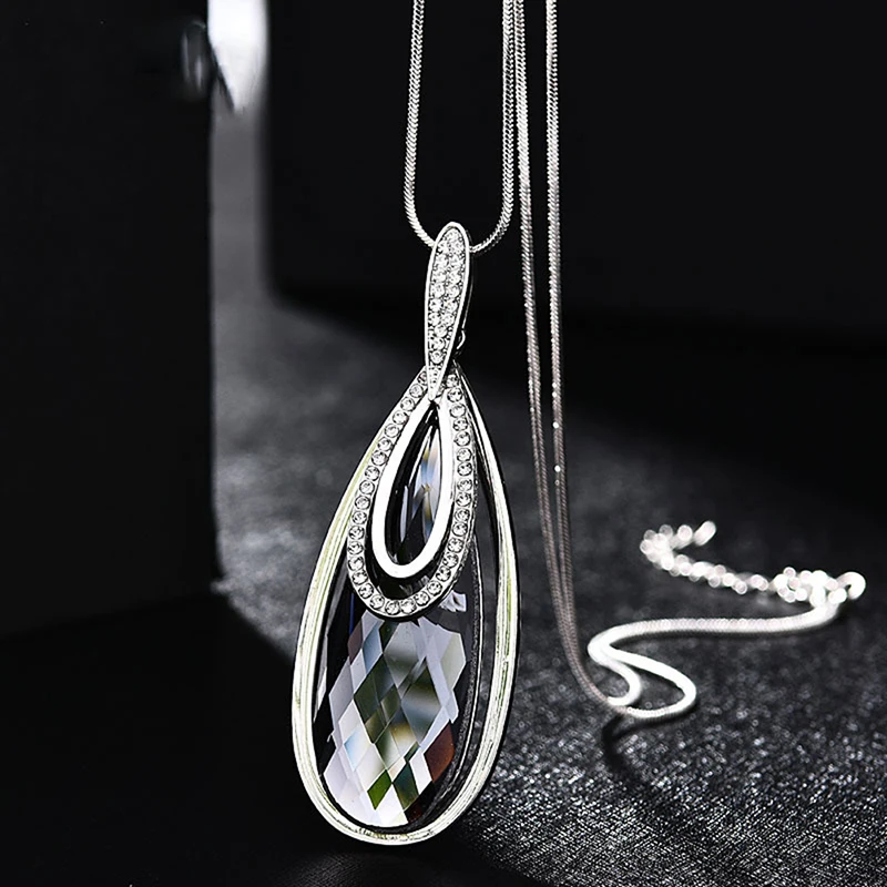 Simulated Pearl Choker Sweater Chain Necklaces Vintage Geometric Long Pendant Necklace For Women Jewelry Clothes Accessories
