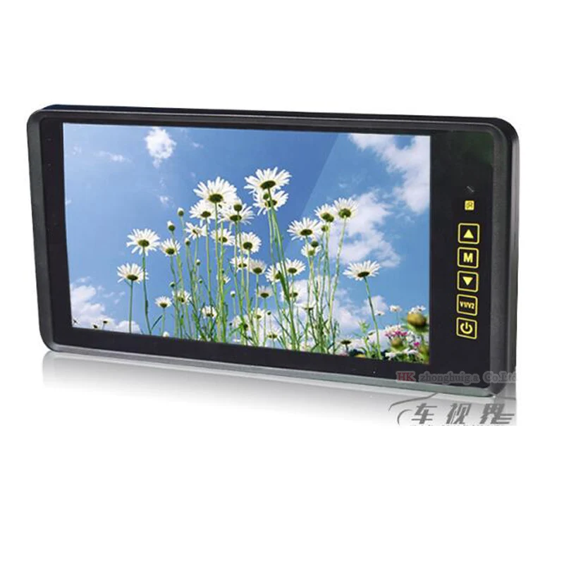 9-inch rearview mirror split display HD Group 1024*600 monitor 4 channel screen AV Aviation interface Remote control Audio input