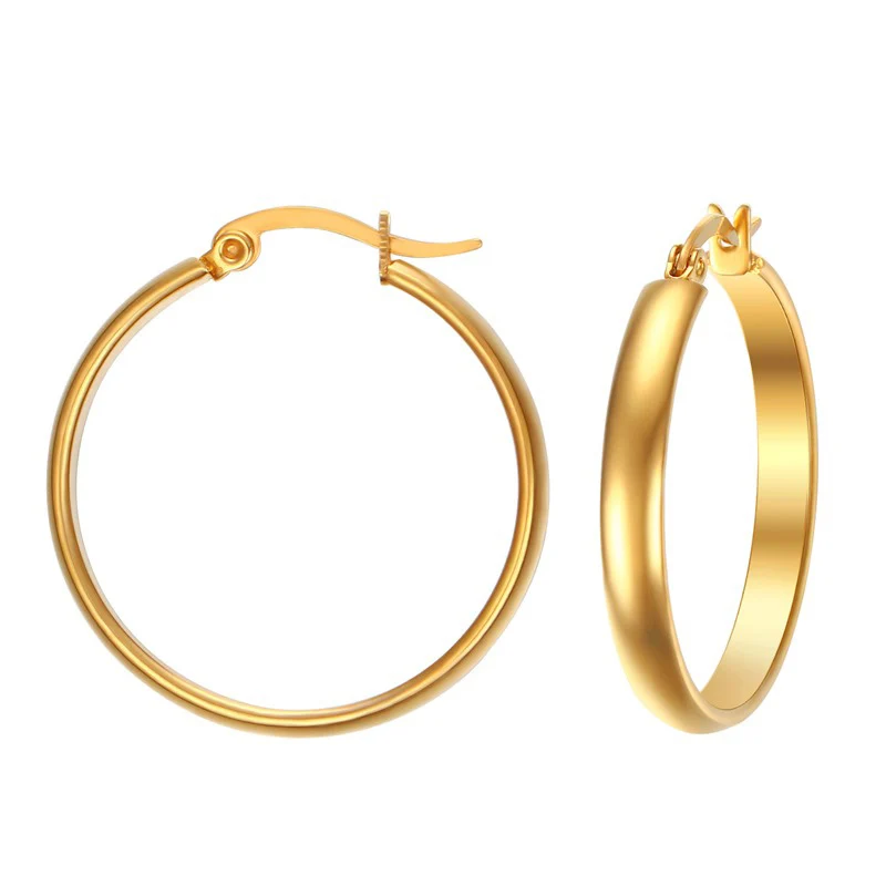 

2017 Hot Sale Aros Earings Vnox Stainless Steel Gold-color Hoop Earrings (29mm Diameter) Fashion Large For Women Party Jewelry