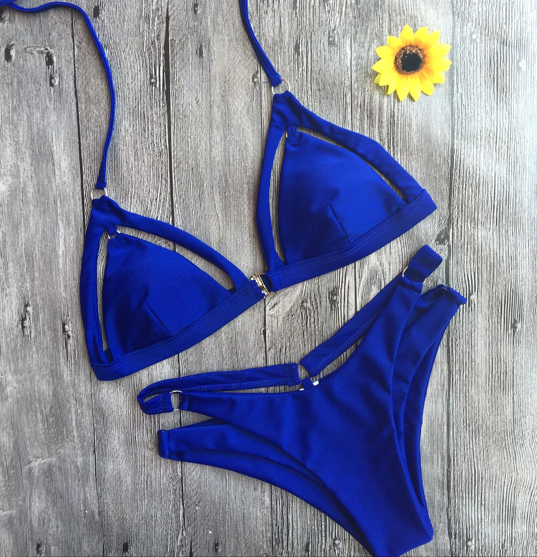 

Blue Color Two Layers Swimsuit Bathing Suit Fro Women Biquni
