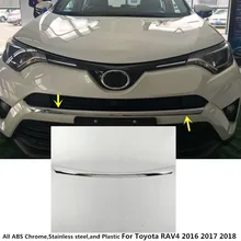 Car styling body cover Bumper engine ABS Chrome trims Front Grid Grill Grille moulding edge 1pcs For Toyota RAV4 2016 2017 2018