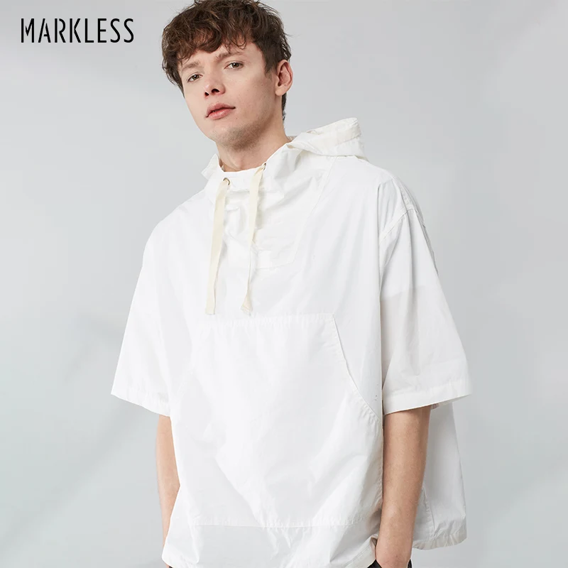 

MARKLESS Mens Casual Solid Cotton Hoodied Jackets 2019 Loose Fashion Sports Pullover WTA9154M