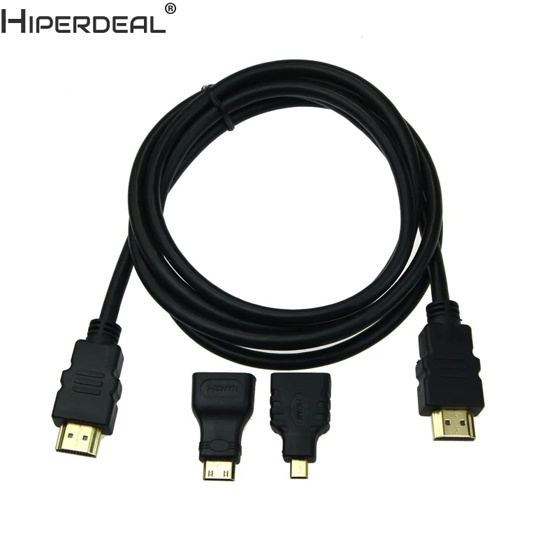

HIPERDEAL Multifunction HDMI To Mini Micro HDMI 1080P Cable Adapter Converter Cord Oct27