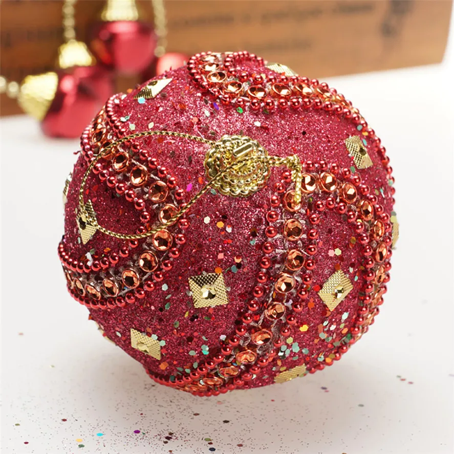 Блестящий новогодний шар 8 см, 1 шт., шары-безделушки, украшение для рождественской елки, декоративные шары на Рождество 30