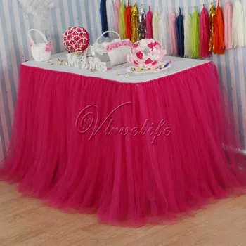 

100cm x 80cm Fuchsia Tulle Tutu Table Skirt Custom Wonderland Tulle Table Skirting Wedding Birthday Baby Shower Party Decoration