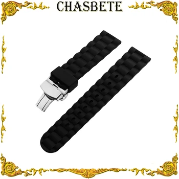 

Rubber Silicone Watchband for Bell Ross 22mm 24mm Strap Wrist Resin Loop Belt Bracelet Watch Band Black Women Men + Pin + Tool
