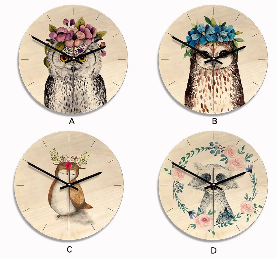 Aliexpress.com _ Buy 11 Inch Wooden Wall Clock Cartoon Owl Painting Wall Watch Modern Wall Decoration Kids Room Silent Quartz Relogio De Parede from Reliable Wall Clocks suppliers on Mitai Decoration Store - 2