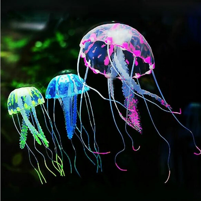 

4pcs/set Aquarium Simulation Jellyfish Kids Glowing Toys Artificial Fluorescent Landscaping For Fish Tank Kids Gift JCX9041