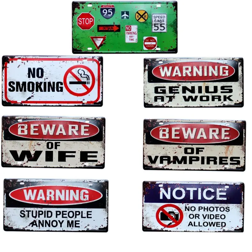 

Warning Notice license plate Metal Painting Retro Signs Vintage Wall Bar Ktv Coffee Home Art Decor 30X15CM B-491B