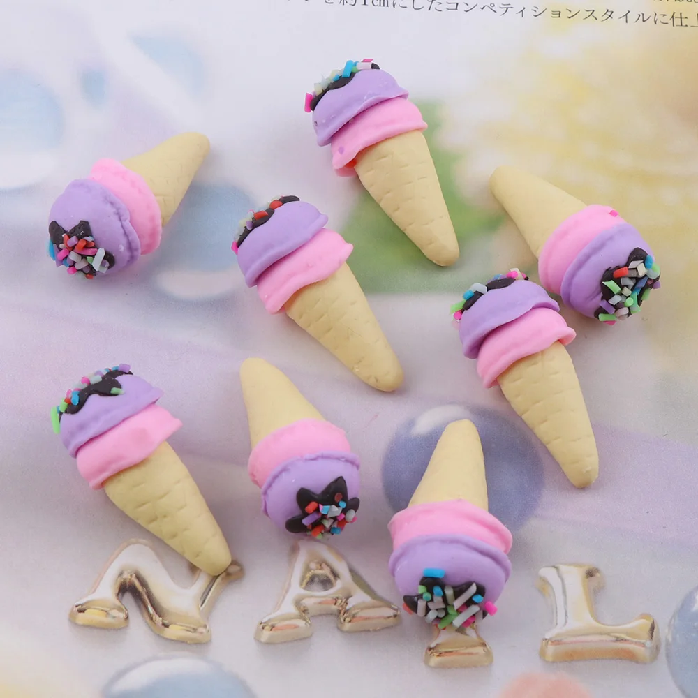 10pc/lot Mini 15*35mm Handmade Cute Ice Cream Polymer Clay Dessert Jelly Candy Resin Cabochons For DIY Simulation Food Kids Toys