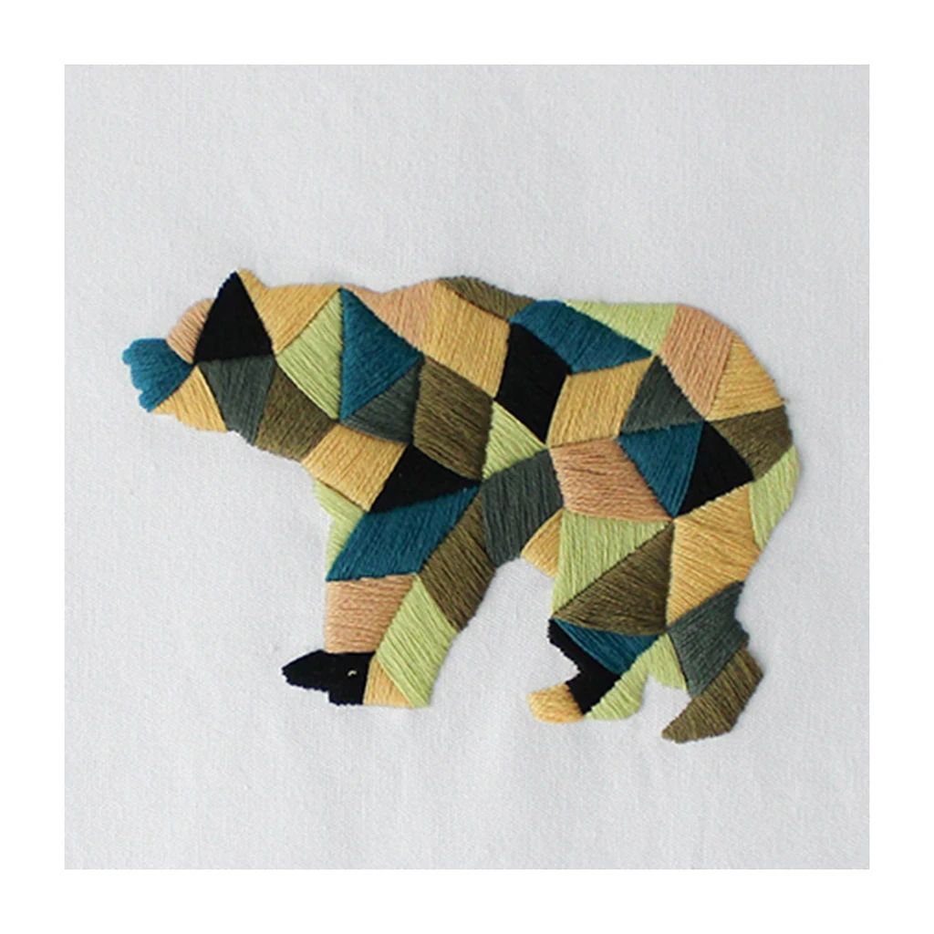 DIY Animals Pattern Embroidery Kits for Beginner Needlework 3D Cross Stitch Embroidery Set Craft Sewing Accessories