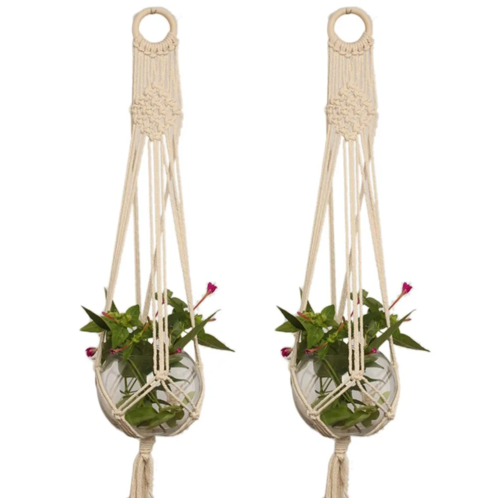 

Newest Beautiful Pot Holder Hemp Braided Rope Flower Pot Holder Macrame Plant Hanger Hanging Planter Basket for Home Decoration