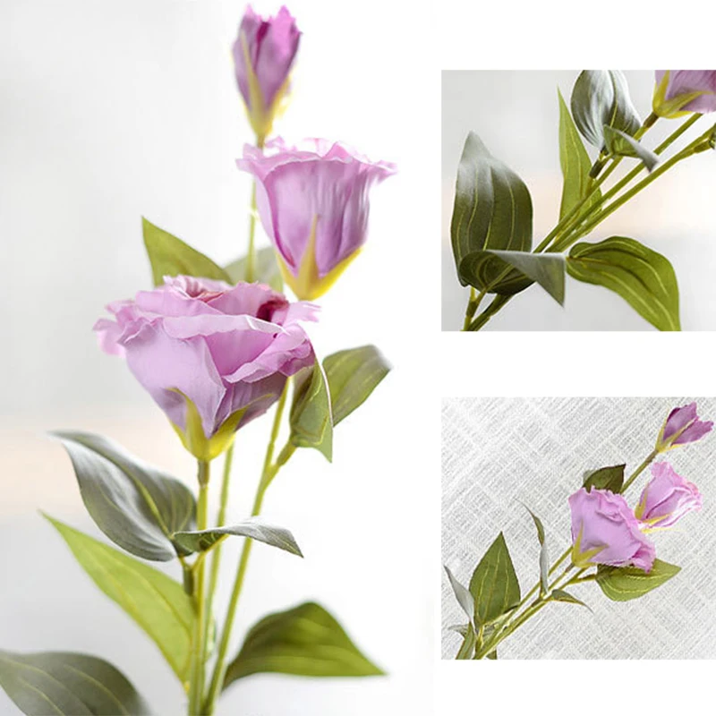 Искусственные цветы, 3 головки, Эустома, искусственные цветы, Gradiflorus Lisianthus, Рождество, свадьба, вечеринка, сделай сам, для украшения дома, Дарден