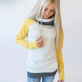

S-3XL Irregular Side Zipper Hoodies Women Patchwork Long Sleeve Hoodie Sweatshirt Autumn Winter 2017 Female Jersey Pullover