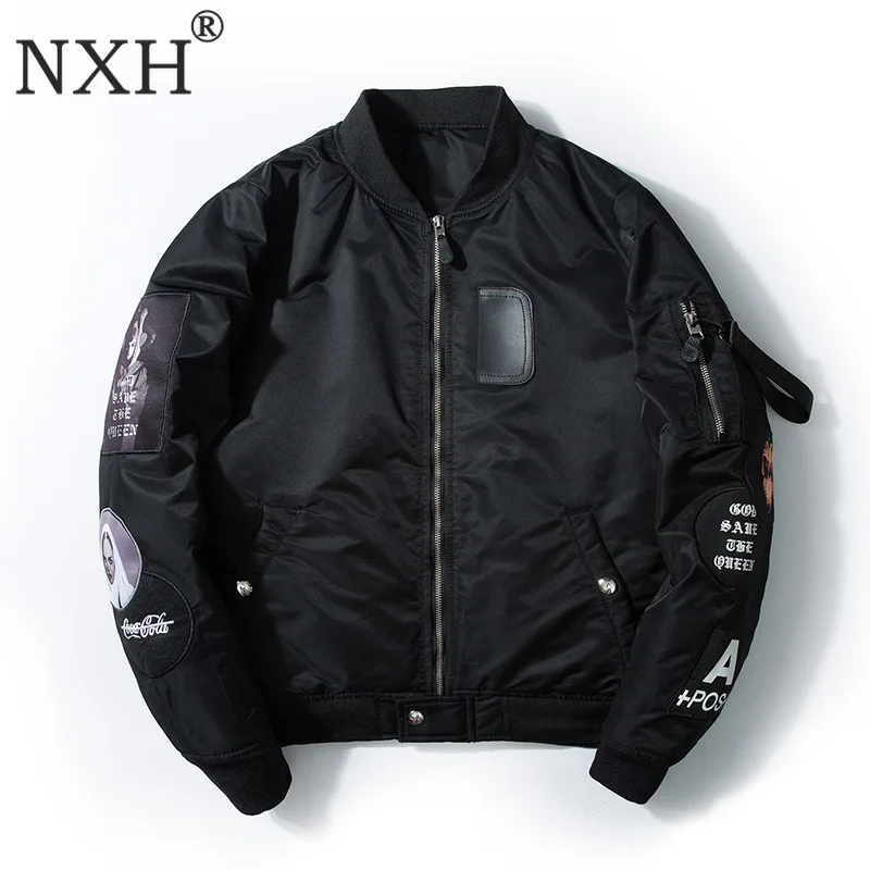 High Street Bomber куртки для мужчин MA1 вышивка молния куртка уличная хип хоп одежда пилот пальто Военная верхняя одежда