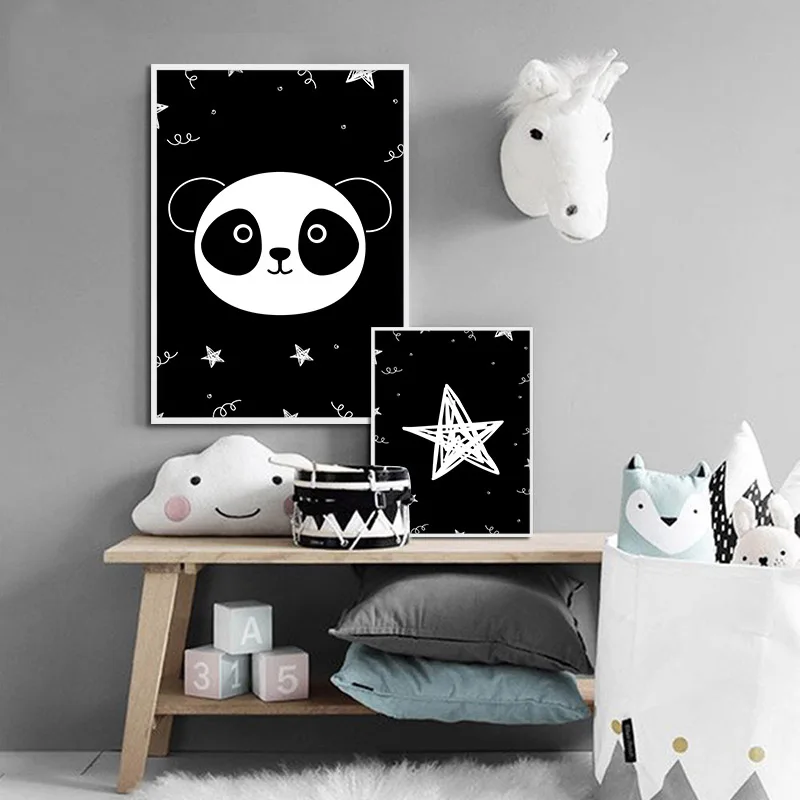 Cartoon-Panda-Canvas-Print-Black-and-White-Wall-Art-Poster-Nursery-Painting-Nordic-Kid-Decoration-Picture (3)
