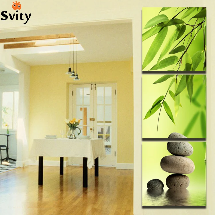 

Giveaways wall sticker 3 Pcs/Set Bamboo and Stone Modern Canvas Wall Paintings Canvas Prints vertical forms Artist