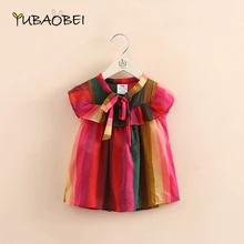 Блузка для маленьких девочек с радужной куклой; рубашка; Новинка г.; летняя детская разноцветная рубашка с рукавами-крылышками и бантом для девочек