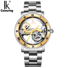 IK colouring Man Watch 5ATM Waterproof Luxury Transparent Case Stainless Steel Band Male Mechanical Wristwatch Relogio Masculino