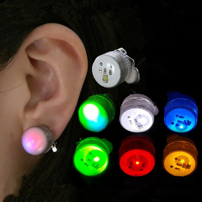 

1 pair hot sale New Dazzling Earring Ear Stud Cool Colorful LED Luminous for DJ Party Bar