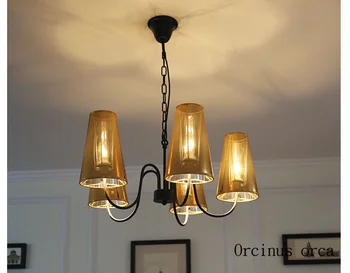 

American luxury gold iron pendant lamp living room restaurant modern minimalist creative champagne gold LED Chandelier