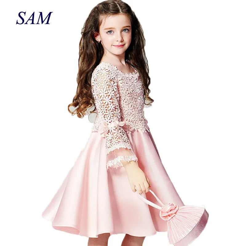2018 summer new high quality fashion flower girl princess dress lace long sleeve round neck children clothes free shipping цена 2018 summer new high quality fashion flower girl princess dress lace long sleeve round neck children clothes free shipping цены онлайн