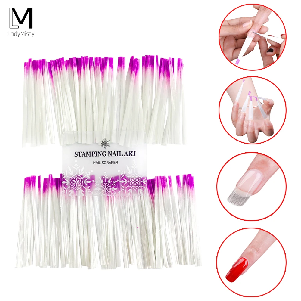 

100 pcs Fiberglass Nail Extension Nail Form Fibernails Acrylic Tips for Nails Silk Building Extension Manicure Salon Tool