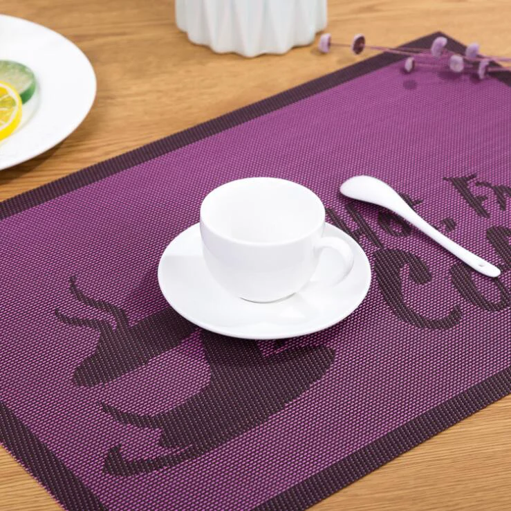  Fyjafon 4/6pieces Table Mat PVC Place Mat Waterproof Placemats for Kitchen Table Heat Protection Ta