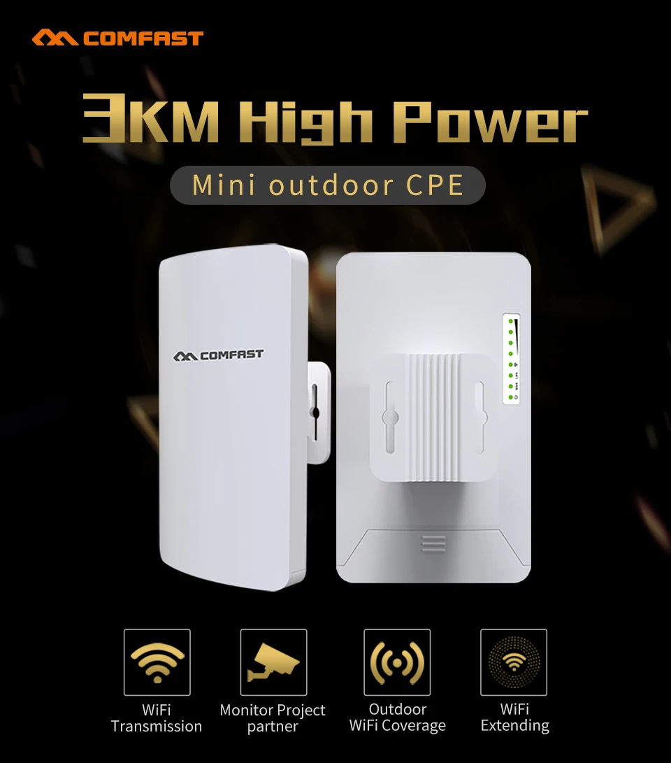 Stock COMFAST Long Range 5KM Outdoor Wireless AP Router Wi-fi Bridge 900Mbps 5Ghz WIFI CPE 12dBi WI-FI Antenna Nanostation Route dual band wifi router